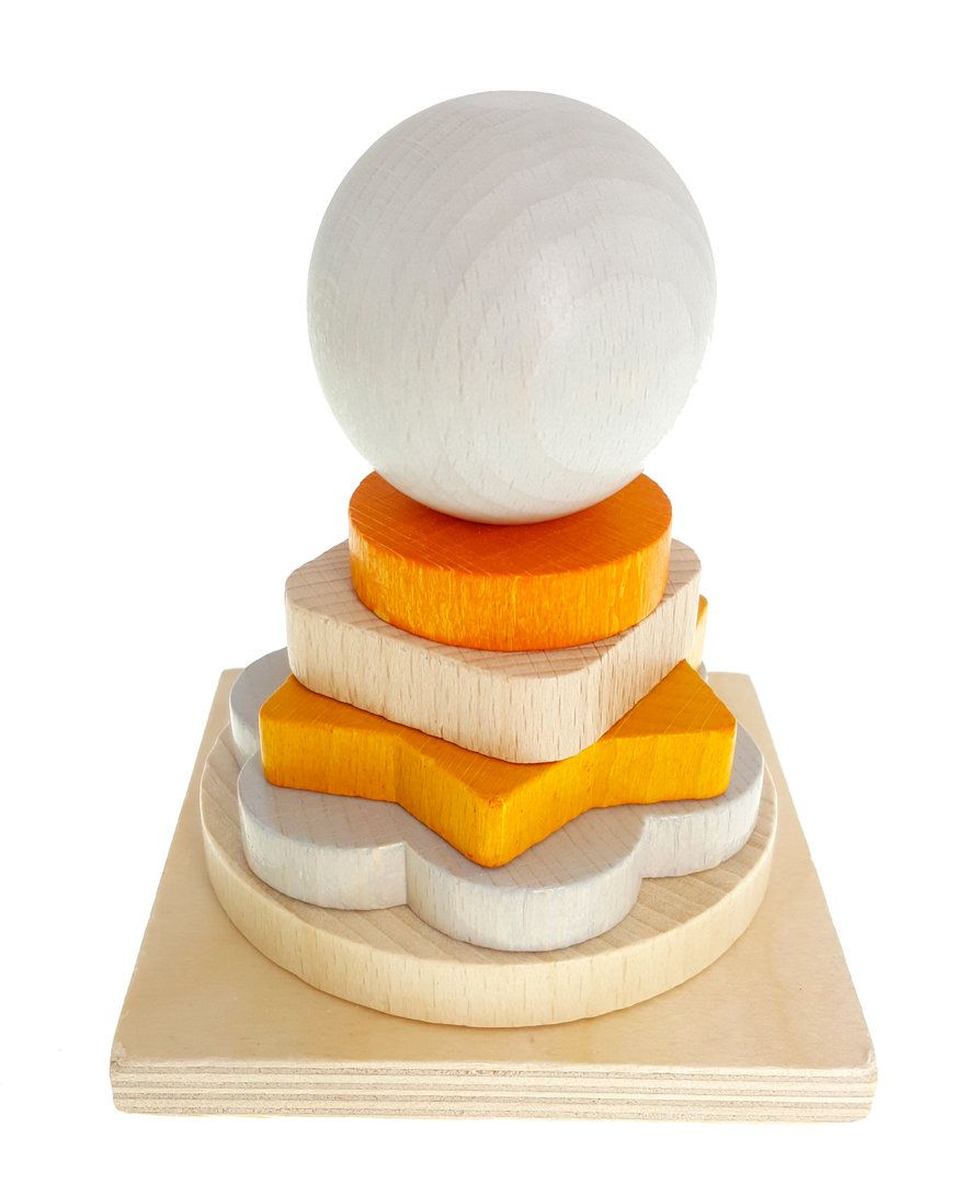 Dřevěné hračky Hess Skládací věž Nature oranžová
