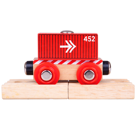 Dřevěné hračky Bigjigs Rail Vagón červený kontejner
