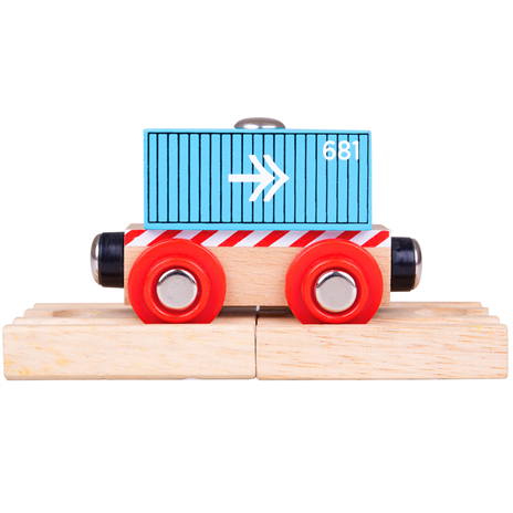 Dřevěné hračky Bigjigs Rail Vagón modrý kontejner