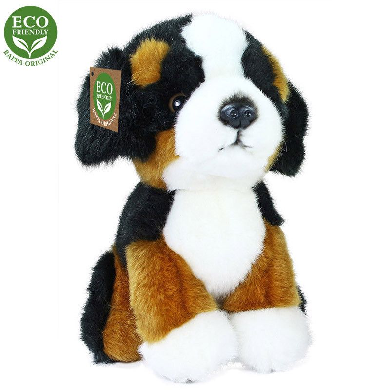 Dřevěné hračky Rappa Plyšový bernský salašnický pes sedící 18 cm ECO-FRIENDLY