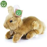 Dřevěné hračky Rappa Plyšový králík hnědý ležící 23 cm ECO-FRIENDLY