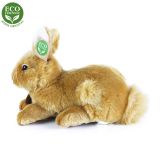 Dřevěné hračky Rappa Plyšový králík hnědý ležící 23 cm ECO-FRIENDLY