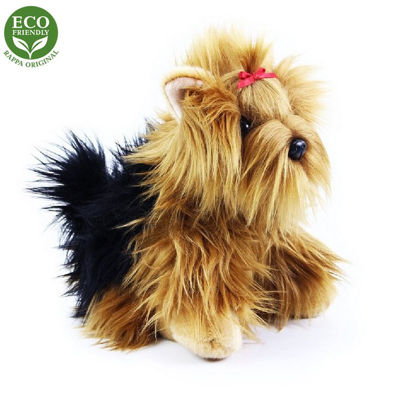 Dřevěné hračky Rappa Plyšový pes jorkšír sedící 30 cm ECO-FRIENDLY