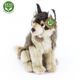 Dřevěné hračky Rappa Plyšový vlk sedící 28 cm ECO-FRIENDLY