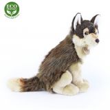 Dřevěné hračky Rappa Plyšový vlk sedící 28 cm ECO-FRIENDLY