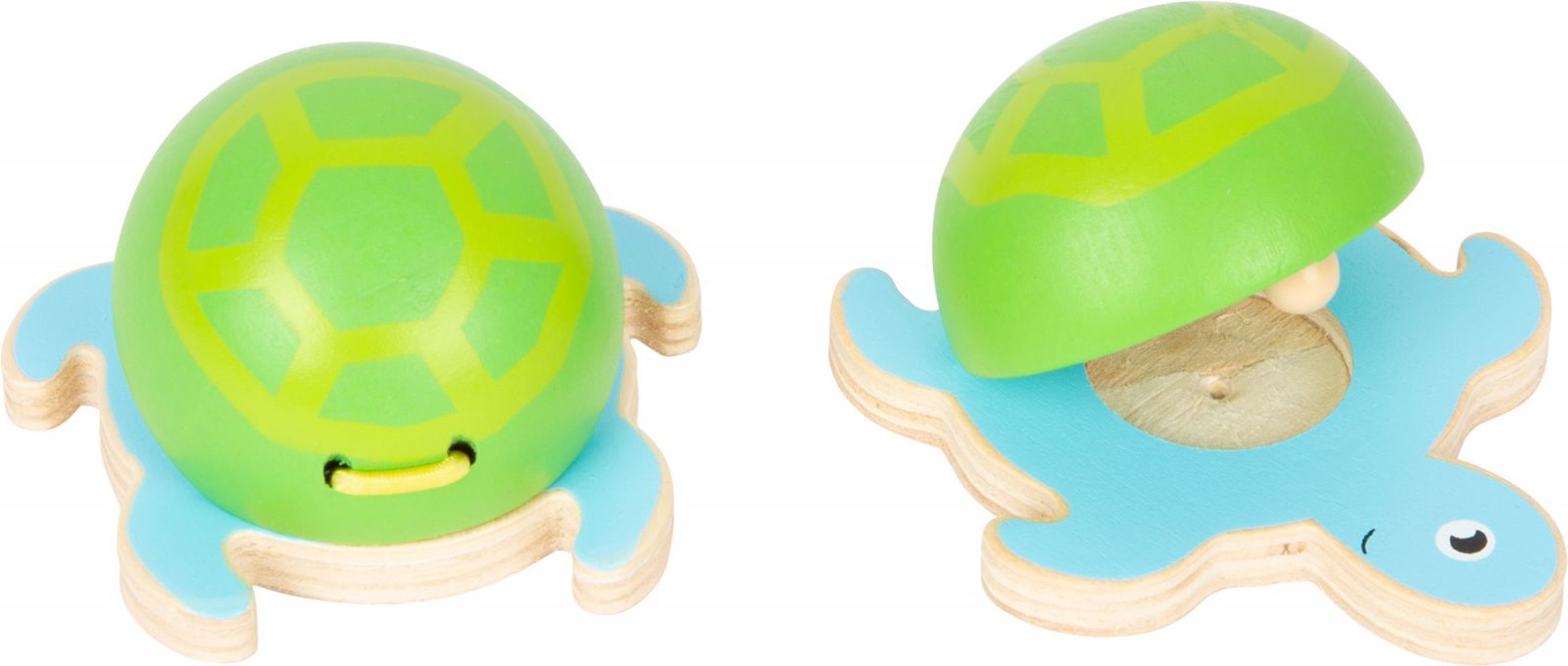 Dřevěné hračky small foot Kastaněty mořští živočichové modro-zelená želvička 1 ks