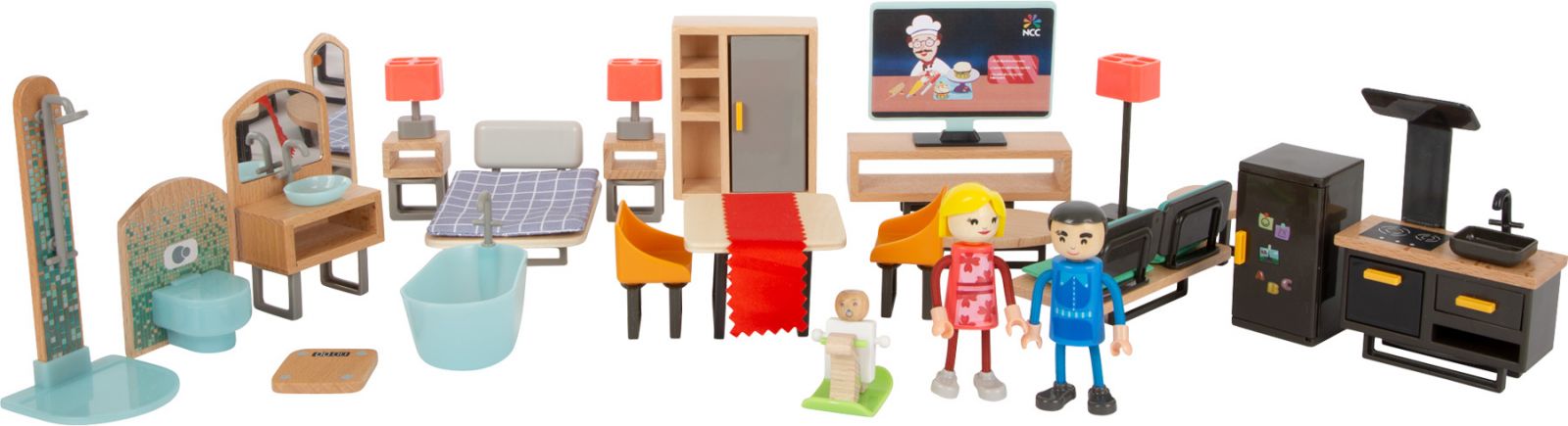 Dřevěné hračky small foot Moderní sada nábytku pro panenky