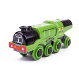 Dřevěné hračky Bigjigs Rail Elektrická lokomotiva Flying Scotsman zelená