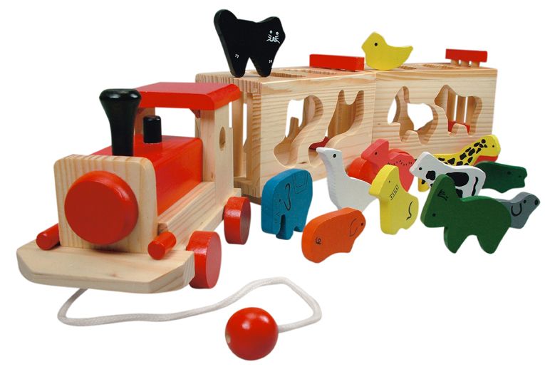 Dřevěné hračky Bino Dřevěný vlak se zvířátky zoo