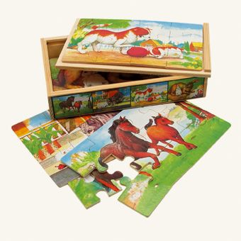 Dřevěné hračky Bino Dřevěné puzzle v krabičce zvířátka