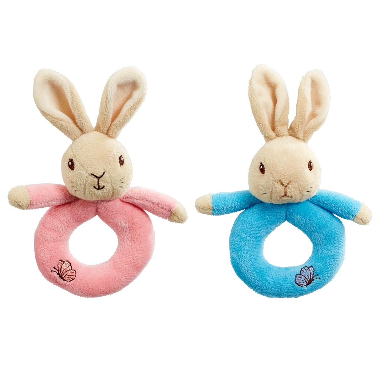 Dřevěné hračky Rainbow Chrastítko kroužek králíček Petr & Flopsy 1 ks Rainbow Design Limited