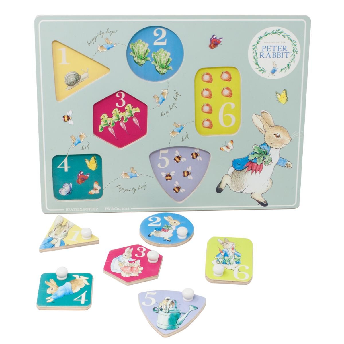Dřevěné hračky Rainbow Vkládací puzzle počítání králíčka Petra Rainbow Design Limited