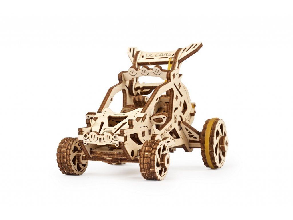 Dřevěné hračky Ugears 3D dřevěné mechanické puzzle Mini bugina