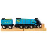 Dřevěné hračky Bigjigs Rail Dřevěná replika lokomotivy Mallard + 3 koleje