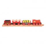 Dřevěné hračky Bigjigs Rail Nákladní vlak červený + 3 koleje