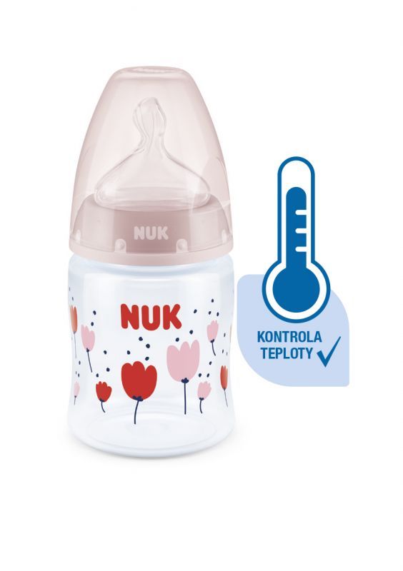 Dřevěné hračky NUK FC Plus láhev s kontrolou teploty 150ml 1ks červená s květinami