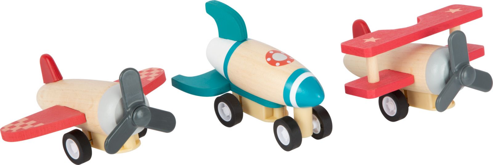 Dřevěné hračky small foot Dřevěná natahovací letadla 3 ks