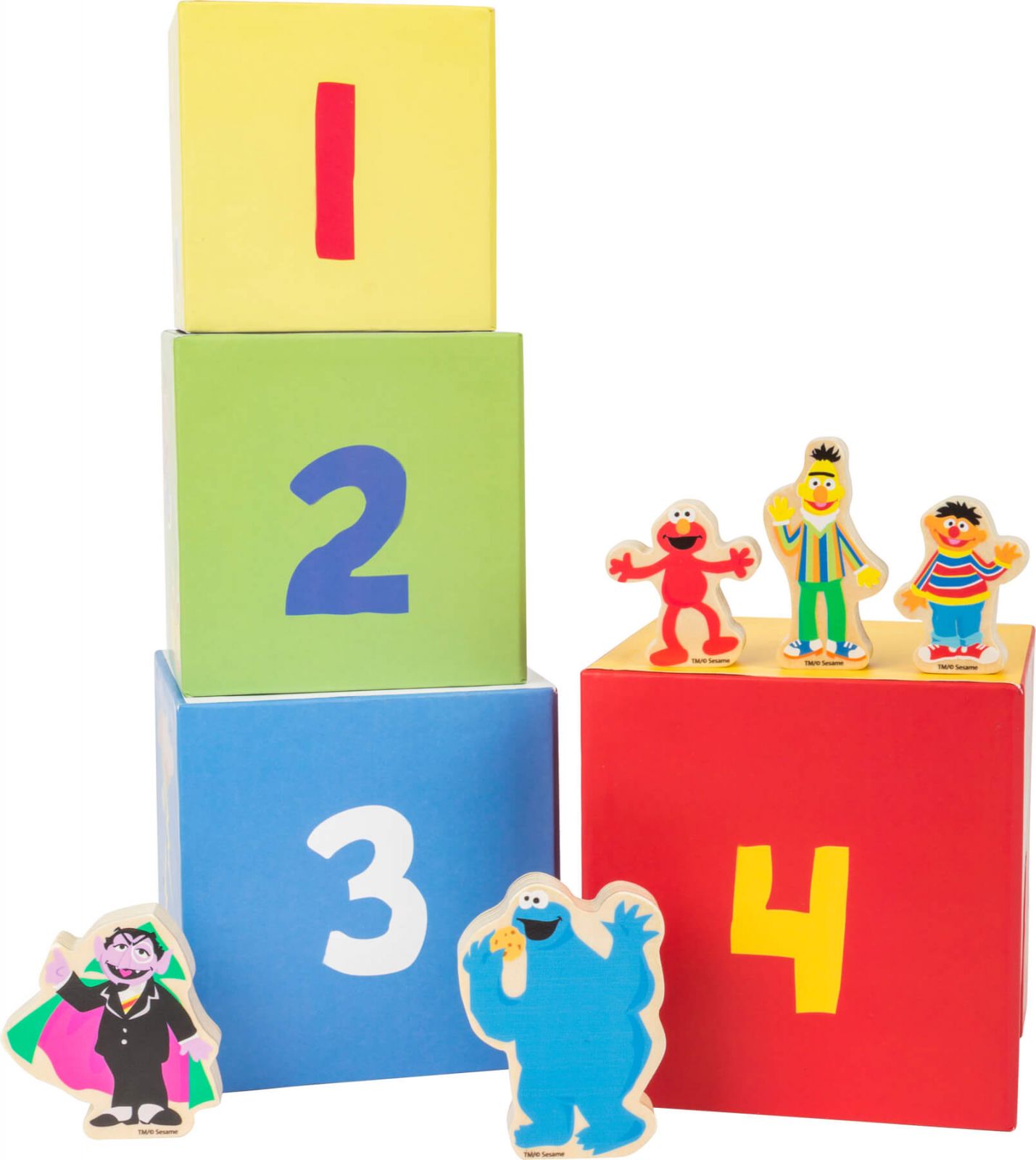 Dřevěné hračky Stohovací věž SESAME STREET s figurkami Beluga