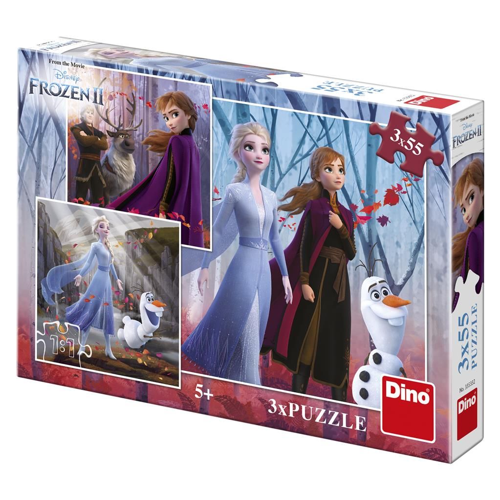 Dřevěné hračky Dino Puzzle Frozen II 3x55 dílků