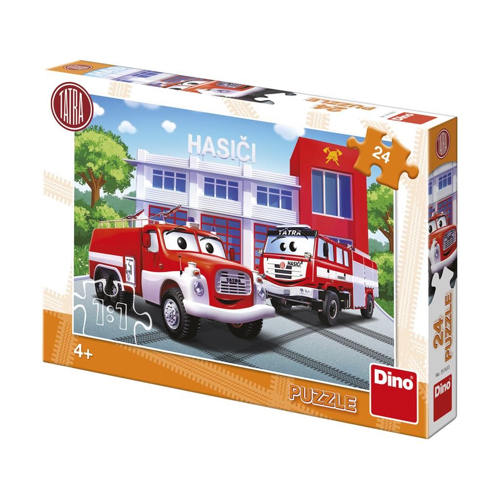 Dřevěné hračky Dino Puzzle Hasiči 24 dílků