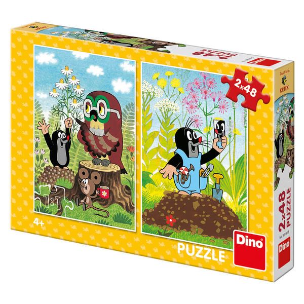 Dřevěné hračky Dino Puzzle Krtek na mýtině 2x48 dílků