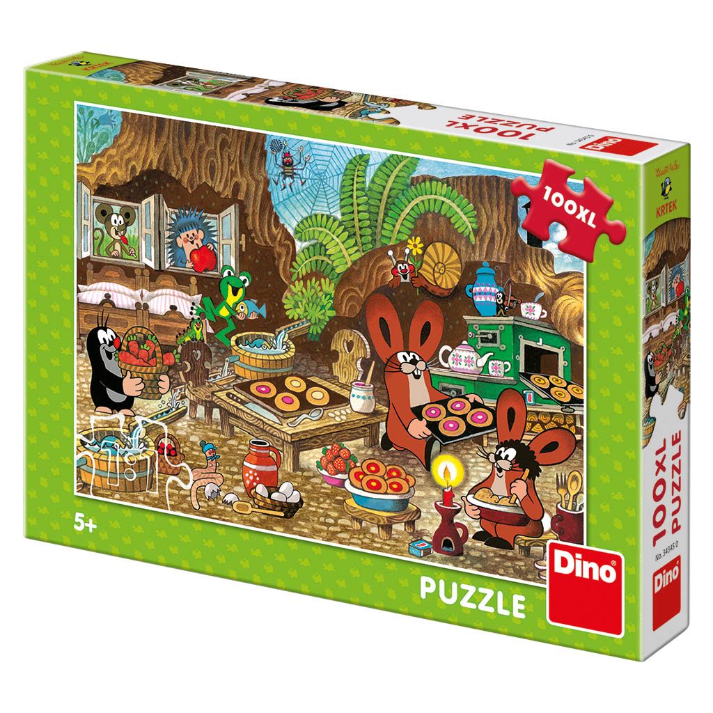 Dřevěné hračky Dino Puzzle Krtek v kuchyni 100 XL