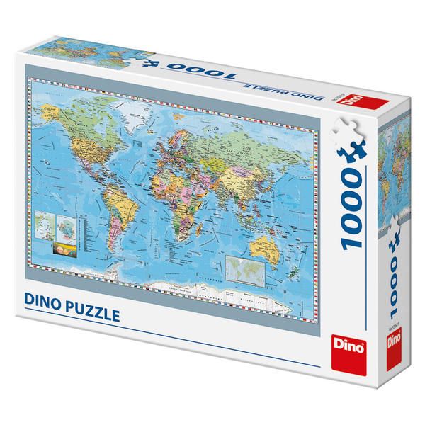 Dřevěné hračky Dino Puzzle Politická mapa světa 1000 dílků