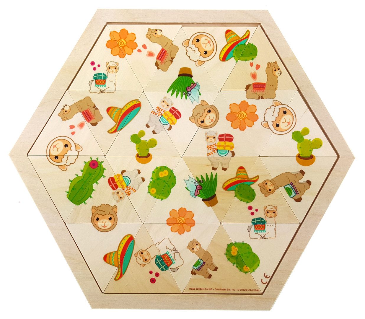 Dřevěné hračky Hess Puzzle mozaika Lama 24 dílků
