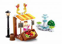 Dřevěné hračky Sluban Girls Dream Village M38-B0870 Dobový stánek s ovocem a fontána