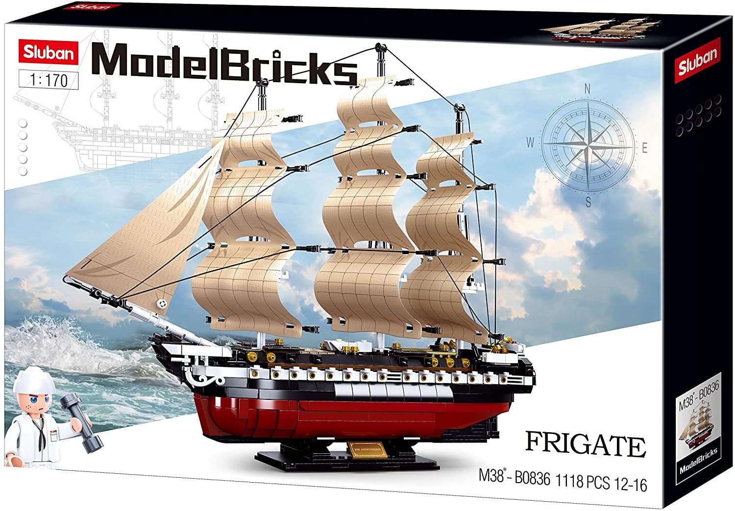 Dřevěné hračky Sluban Model Bricks M38-B0836 Fregata USS Constitution plachetní válečná loď