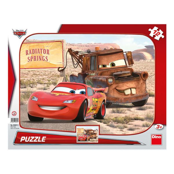 Dřevěné hračky Dino Puzzle Cars: Blesk & Burák 12 dílků