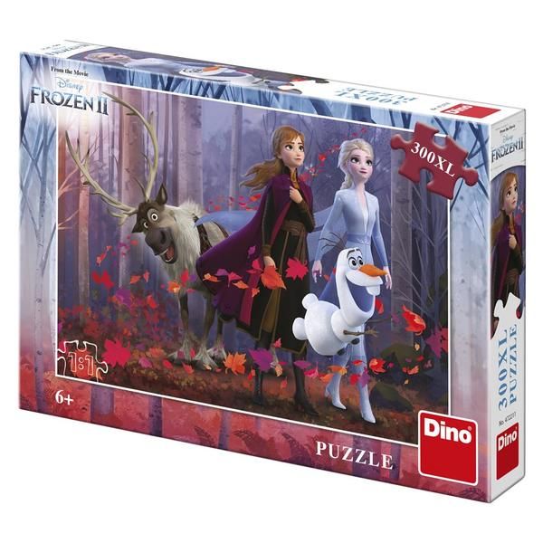 Dřevěné hračky Dino Puzzle Frozen II sestry v lese 300 XL dílků