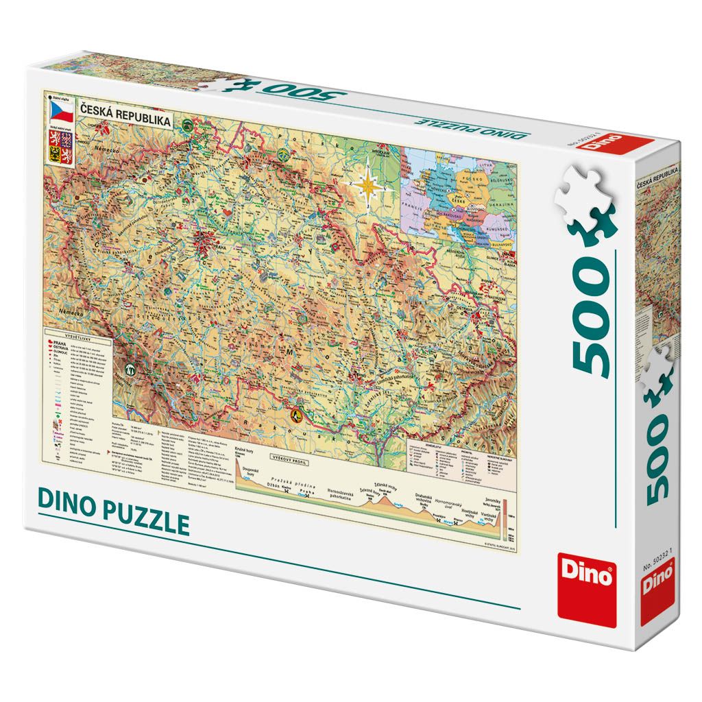 Dřevěné hračky Dino Puzzle Mapa České republiky 500 dílků