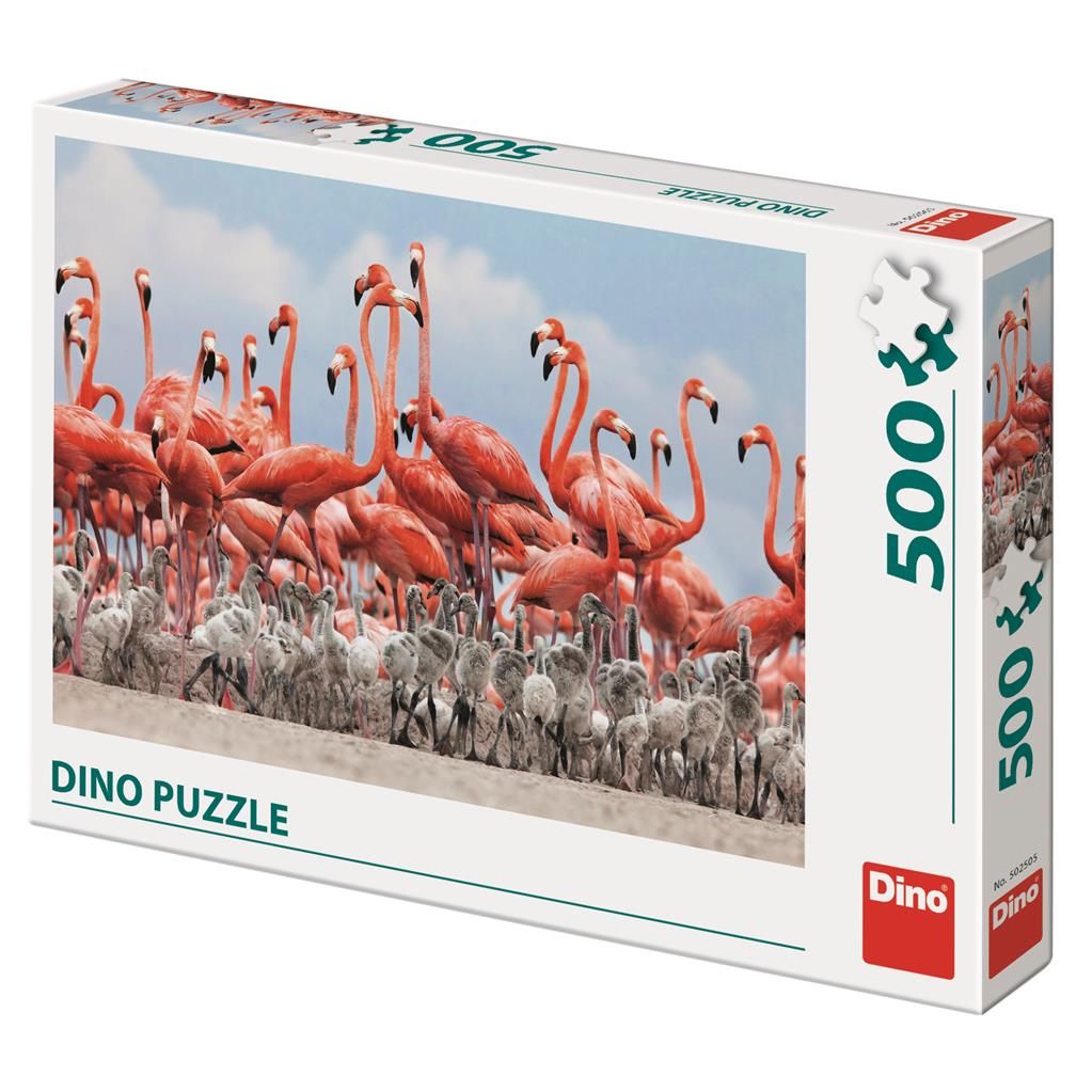 Dřevěné hračky Dino Puzzle Plameňáci 500 dílků