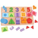 Dřevěné hračky Bigjigs Toys Didaktická deska Čísla, barvy, tvary