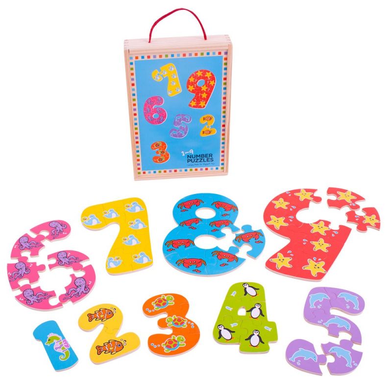 Dřevěné hračky Bigjigs Toys Dřevěné puzzle čísla 1-9