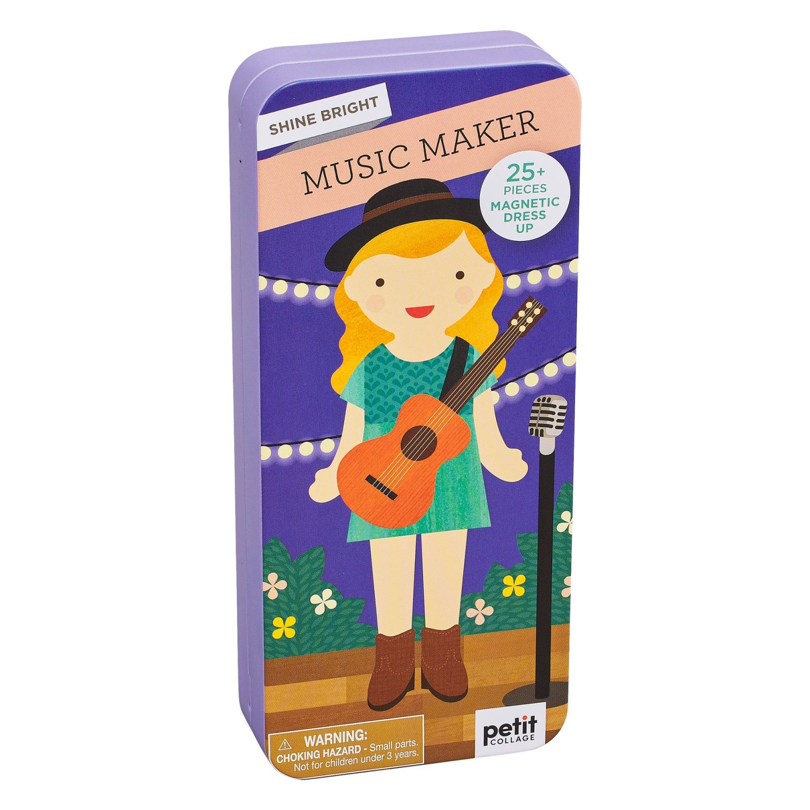 Dřevěné hračky Petitcollage Magnetické puzzle Muzikantka - poškozená kovová krabička Petit Collage