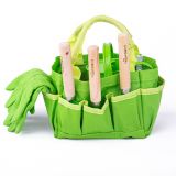 Dřevěné hračky Bigjigs Toys Zahradní set nářadí v plátěné tašce zelený