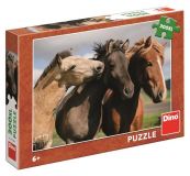 Dřevěné hračky Dino Puzzle Barevní koně 300 XL dílků