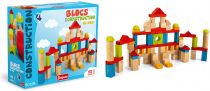 Dřevěné hračky Jeujura Dřevěné kostky barevné 82 ks