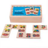 Dřevěné hračky Bigjigs Toys Dřevěné domino dopravní prostředky