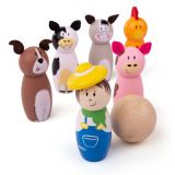 Dřevěné hračky Bigjigs Toys Dřevěné kuželky farma