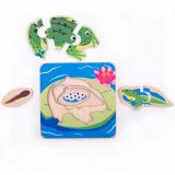 Dřevěné hračky Bigjigs Toys Vkládací puzzle životní cykly žáby