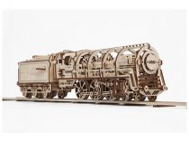 Dřevěné hračky Ugears 3D dřevěné mechanické puzzle Parní lokomotiva 4-6-0 s tendrem
