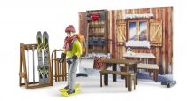 Dřevěné hračky Bruder Horská chata s figurkou a skútrem
