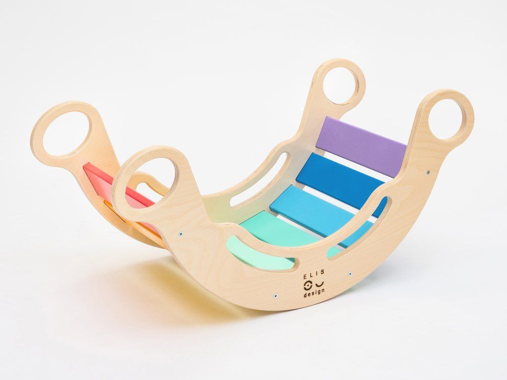 Dřevěné hračky Montessori Duhová houpačka fresh 5v1 Elis design