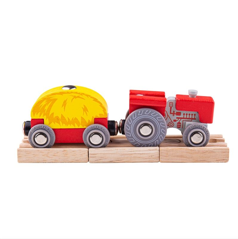 Dřevěné hračky Bigjigs Rail Červený traktor s valníkem