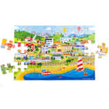 Dřevěné hračky Bigjigs Toys Podlahové puzzle Město 48 dílků