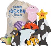 Dřevěné hračky Le Toy Van Petilou Skládací věž Oceán 9 ks