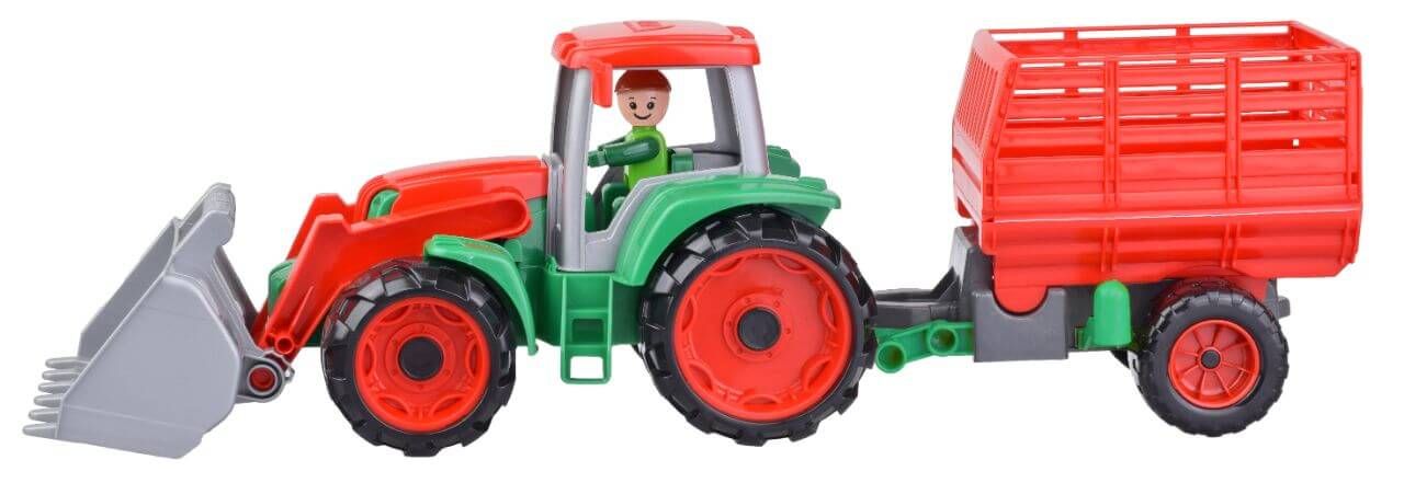 Dřevěné hračky Lena Truxx Traktor s vlekem na seno, ozdobný karton